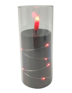 GRANDE 5500 D55H125 LED pletená svíčka, černá/červená 2