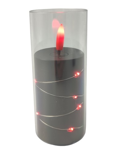 Świeca oplatana LED GRANDE 5500 D55H125 czarna/czerwony