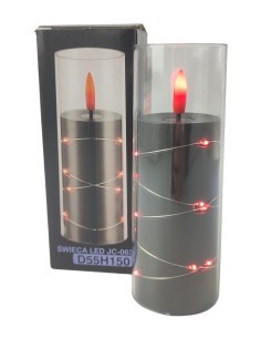 GRANDE 5505 D55H150 LED pletená svíčka, černá/červená