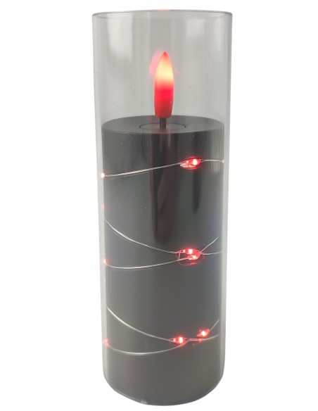 Świeca oplatana LED GRANDE 5505 D55H150 czarna/czerwony