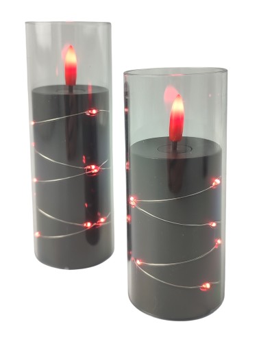 GRANDE 5505 D55H150 LED pletená sviečka, čierna/červená
