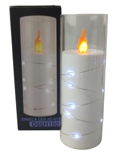 Świeca oplatana LED GRANDE 5509 D55H150 biała/biały zimny