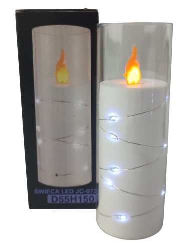 Świeca oplatana LED GRANDE 5509 D55H150 biała/biały zimny
