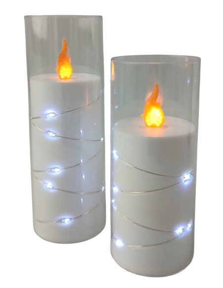 Świeca oplatana LED GRANDE 5509 D55H150 biała/biały zimny