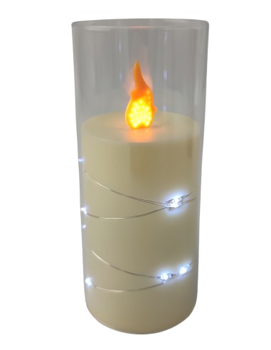 Świeca oplatana LED GRANDE 5503 D55H125 ecru/biały zimny