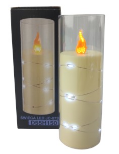 LED pletená svíčka GRANDE 5508 D55H150 ecru/studená bílá