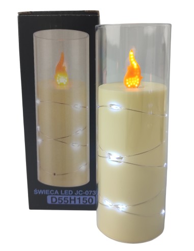 LED Pletená sviečka GRANDE 5508 D55H150 ecru/studená biela