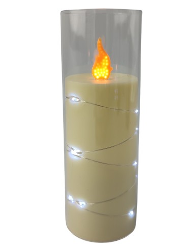 LED Pletená sviečka GRANDE 5508 D55H150 ecru/studená biela
