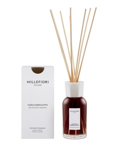 MILLEFIORI SANDALO BERGAMOTTO 77DDSB 250ml fragrance stick diffuser