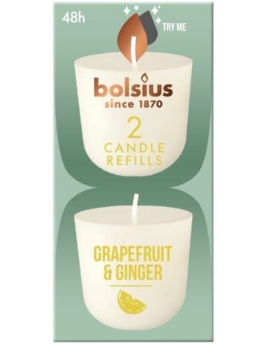 Vonné svíčky do svícnu BOLSIUS CleanLight ~24h Grapefruit Ginger 2 ks.