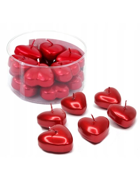 Floating candles RAK (07473) Hearts (40/25) red metal ~4h 12pcs.