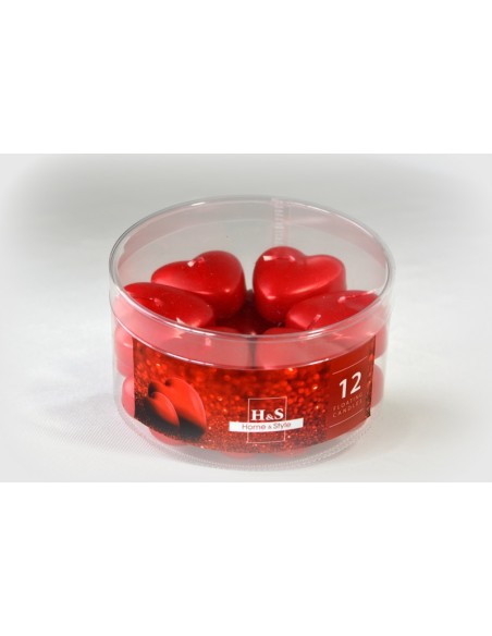 Floating candles RAK (07473) Hearts (40/25) red metal ~4h 12pcs.