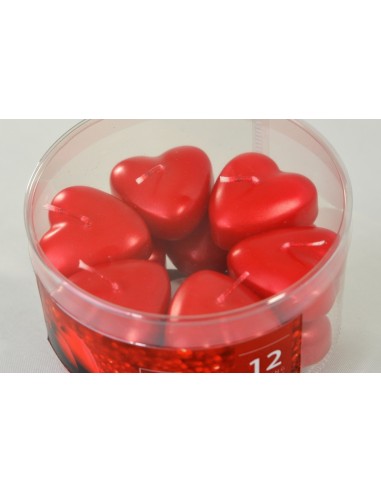 Floating candles RAK (07473) Hearts (40/25) red metal ~4h 12pcs.