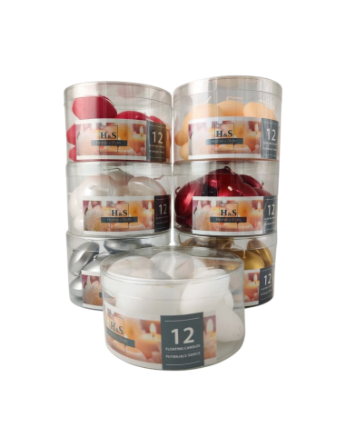 Floating candles RAK (07473) Hearts (40/25) red metal ~4h 12pcs.