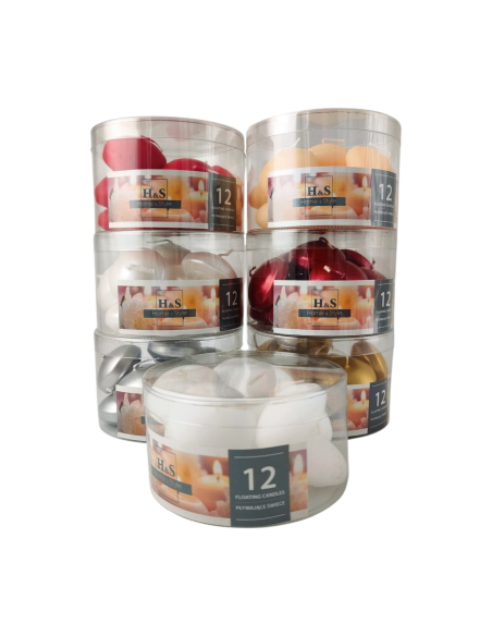 Plovoucí svíčky RAK (07473) Srdíčka (40/25) červená kovová ~4h 12ks.