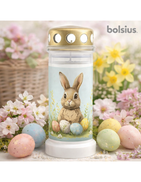 Plastová svíčka naplněná vodou BOLSIUS č. 6L Velikonoční zajíček 17cm ~70h