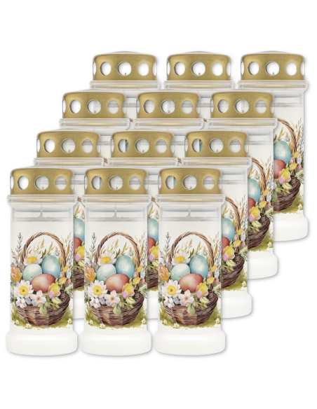 Plastic candles filled with water BOLSIUS NR6L Easter basket 17cm ~70h 12 pcs.