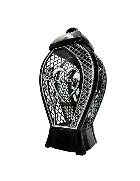 Kaplnková sviečka GLAMOUR Veľká váza so srdcom „pamätáme si“ strieborná