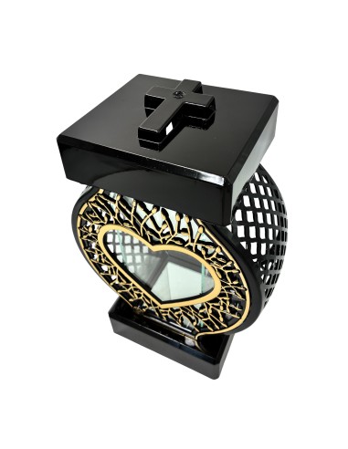 GLAMUR Rattan-Kapellenkerze groß XL Herz golden
