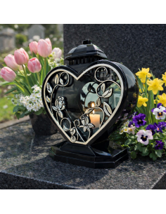 Znicz kapliczka GLAMUR Serce duże srebrny 2