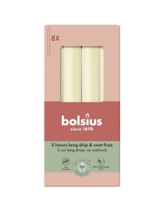 BOLSIUS Torpeda table candles 170/20 (ecru) ~5h 8 pcs.