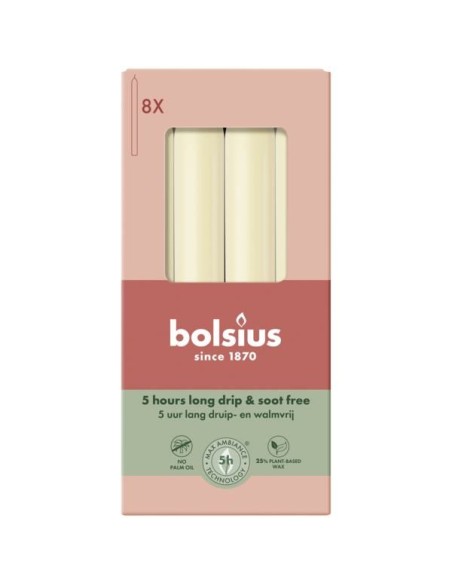 Świece stołowe BOLSIUS Torpeda 170/20 (ecru) ~5h 8szt.