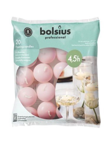 Bolsius BAG plovoucí svíčky 4,5h 20 kusů mlžně růžová