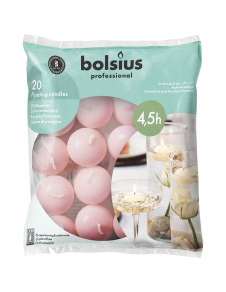 Bolsius BAG plovoucí svíčky 4,5h 20 kusů mlžně růžová