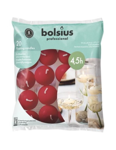 Bolsius BAG plávajúce sviečky 4,5h 20 kusov jemná červená