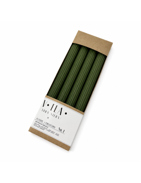 Stolové sviečky RAK (08987) VELA Pencil 22/230 tmavozelené cca 8h 4 ks.