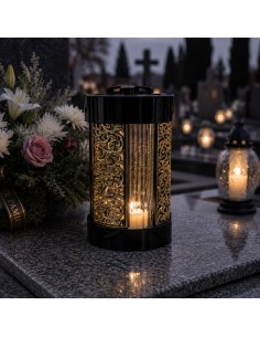 Znicz kapliczka GLAMOUR Lampion Kolumna R3 złoty 27cm 2
