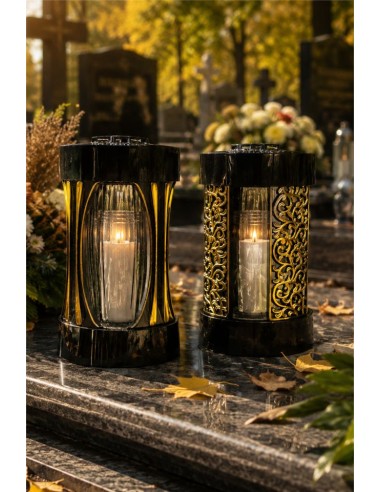 Znicz kapliczka GLAMOUR Lampion Kolumna R3 złoty 27cm