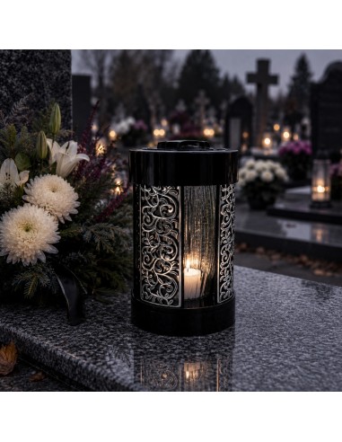 GLAMOUR lampáš s kaplnkou, R3, strieborný, 27 cm