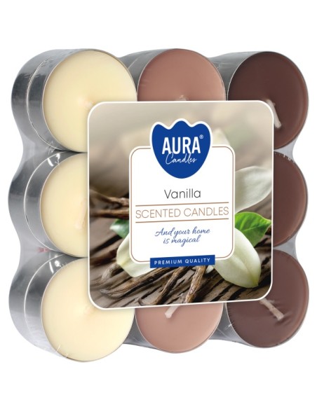 BISPOL Aura p15-18-67 scented tealights (Vanilla) 4h 18 pieces