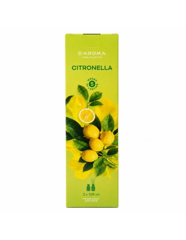 Dyfuzor zapachowy z patyczkami zestaw D-AROMA (Citronella) 2x105ml