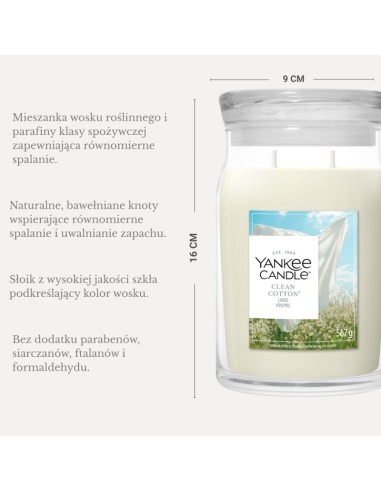 Vonná sviečka Yankee Candle Clean Cotton veľká 567 g