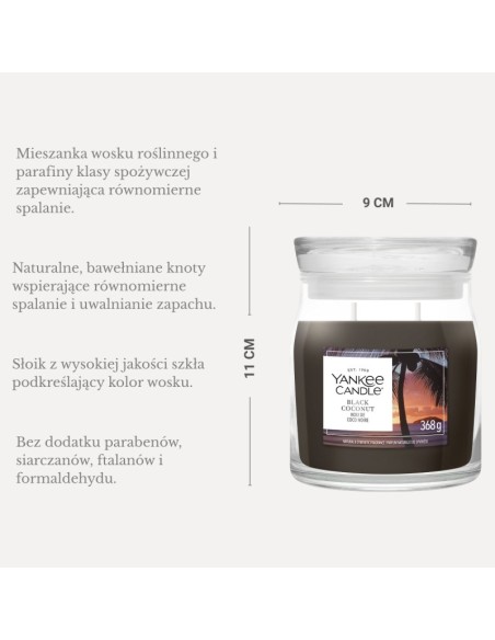 Świeca zapachowa Yankee Candle Black Coconut średnia 368g
