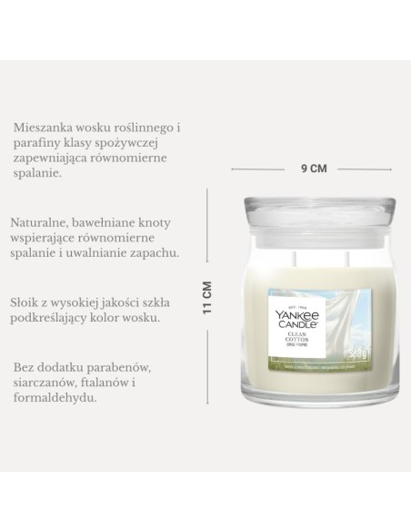 Świeca zapachowa Yankee Candle Clean Cotton średnia 368g