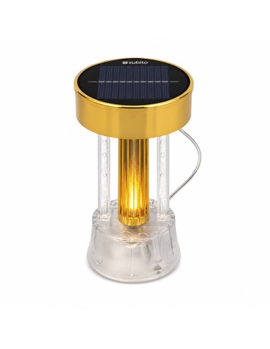 Solární LED vložka pro kaplovou svíčku SUBITO (S1094) 85mm zlatý panel