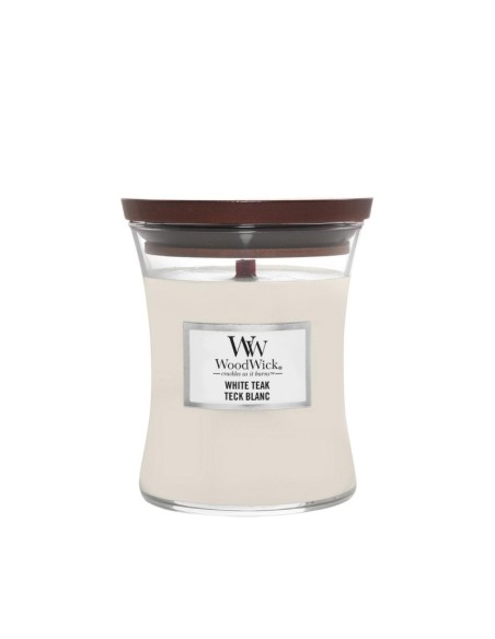 WoodWick Duftkerze „Weißes Teakholz“, mittelgroß, 275 g