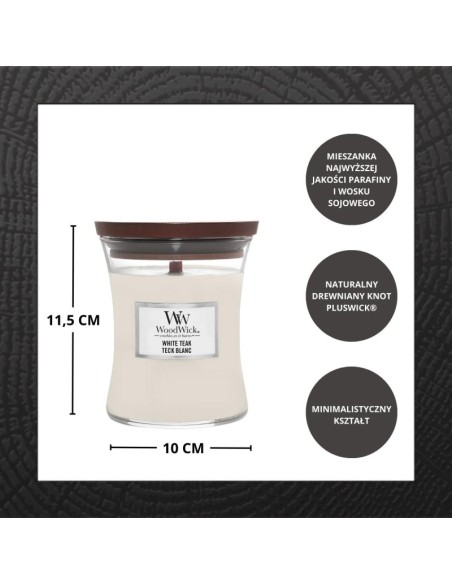 WoodWick Duftkerze „Weißes Teakholz“, mittelgroß, 275 g