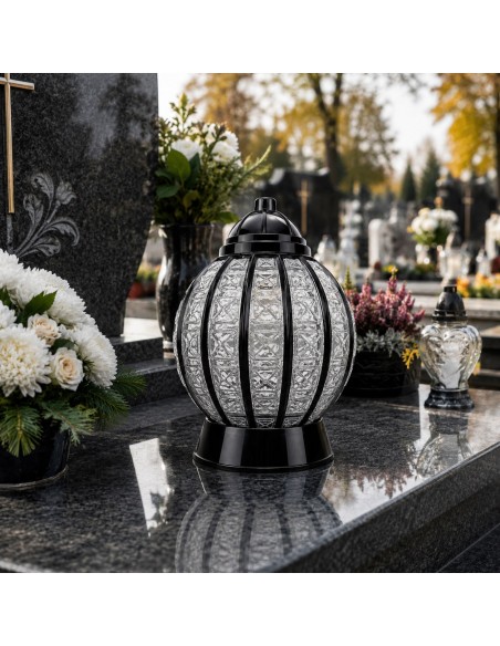 Znicz kapliczka Kula duża czarna 36 cm 