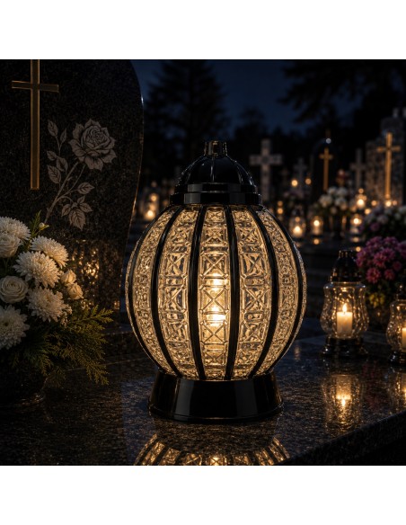 Candle chapel sphere large black 36 cm