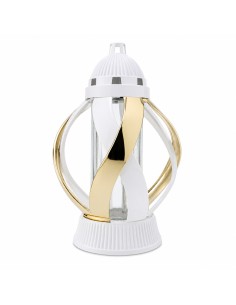 Candle chapel ribbon white gold metallic 28.5 cm