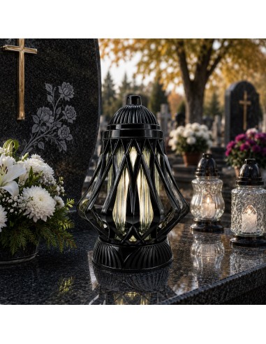 Small black openwork chapel candle 29.5 cm