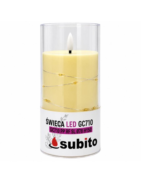 Świeca LED z łańcuchem LED SUBITO GC710 D78H150 kość słoniowa (318)