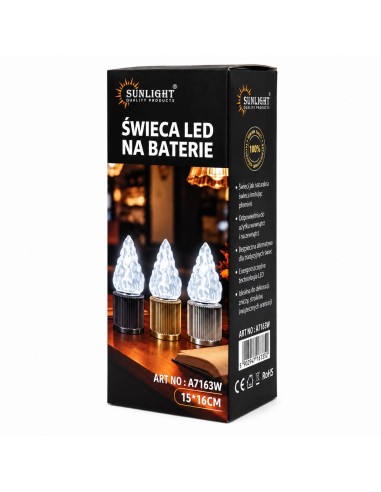 Slnečná LED sviečka strieborná - studené svetlo (A7163W)