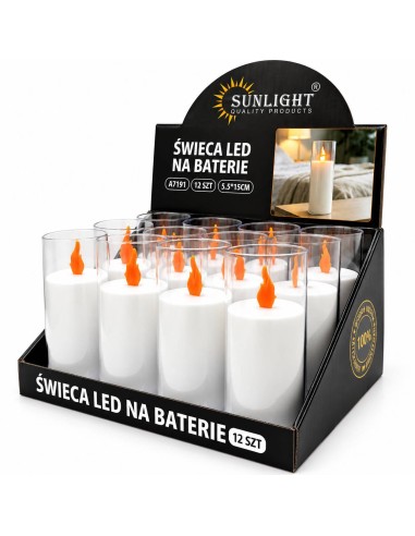 Sunlight LED svíčky (A7191) bílá trubice s pohyblivým plamenem 15 cm 12 kusů