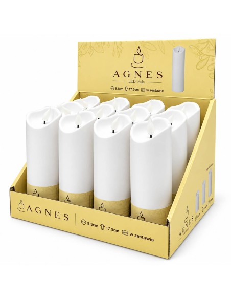 Agnes LED candles wave white warm flame 17.5 cm 12 pieces