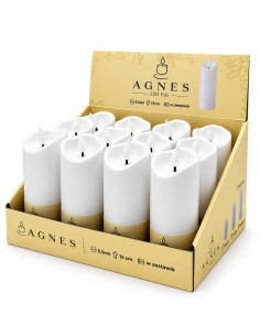 Agnes LED sviečky vlna biely teplý plameň 15 cm 12 kusov